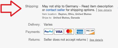 Meldung eBay in den USA könnte nach Deutschland nicht liefern